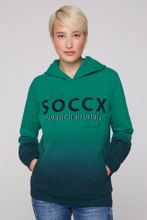 SOCCX Mikina s barevným přechodem, kapuci a potiskem loga - bottle green, Zelený
SOCCX Mikina s barevným přechodem, kapuci a potiskem loga - bottle green, Zelený