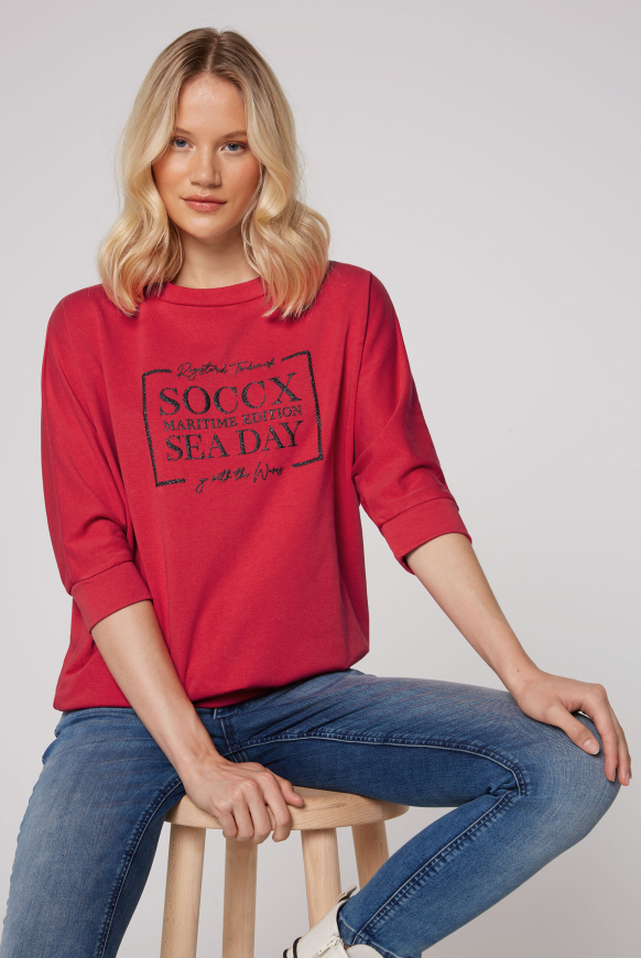 SOCCX Mikina s ¾ rukavy a potiskem s flitry - clear red, Jasně červená
SOCCX Mikina s ¾ rukavy a potiskem s flitry - clear red, Jasně červená