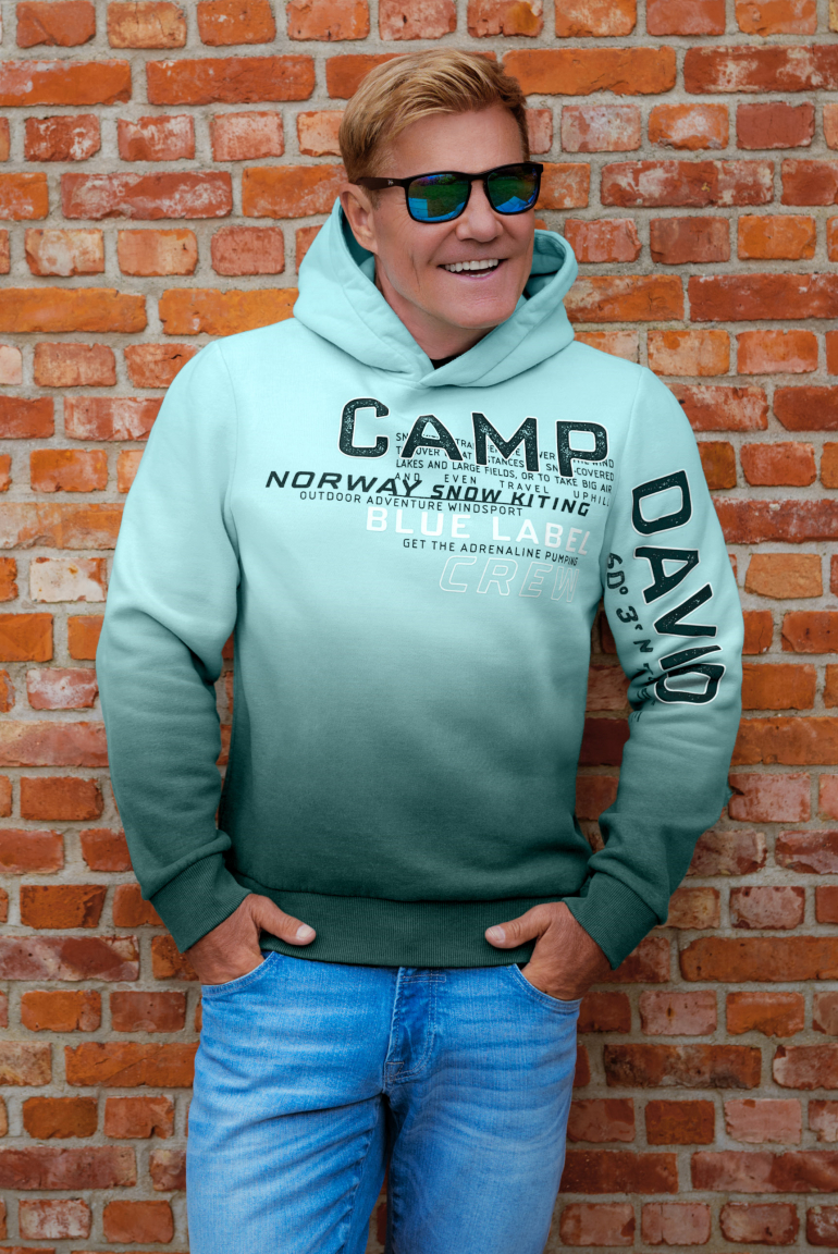 CAMP DAVID Dip dye mikina kapuci a pogumovaným potiskem - new aqua, Modrý
CAMP DAVID Dip dye mikina kapuci a pogumovaným potiskem - new aqua, Modrý
