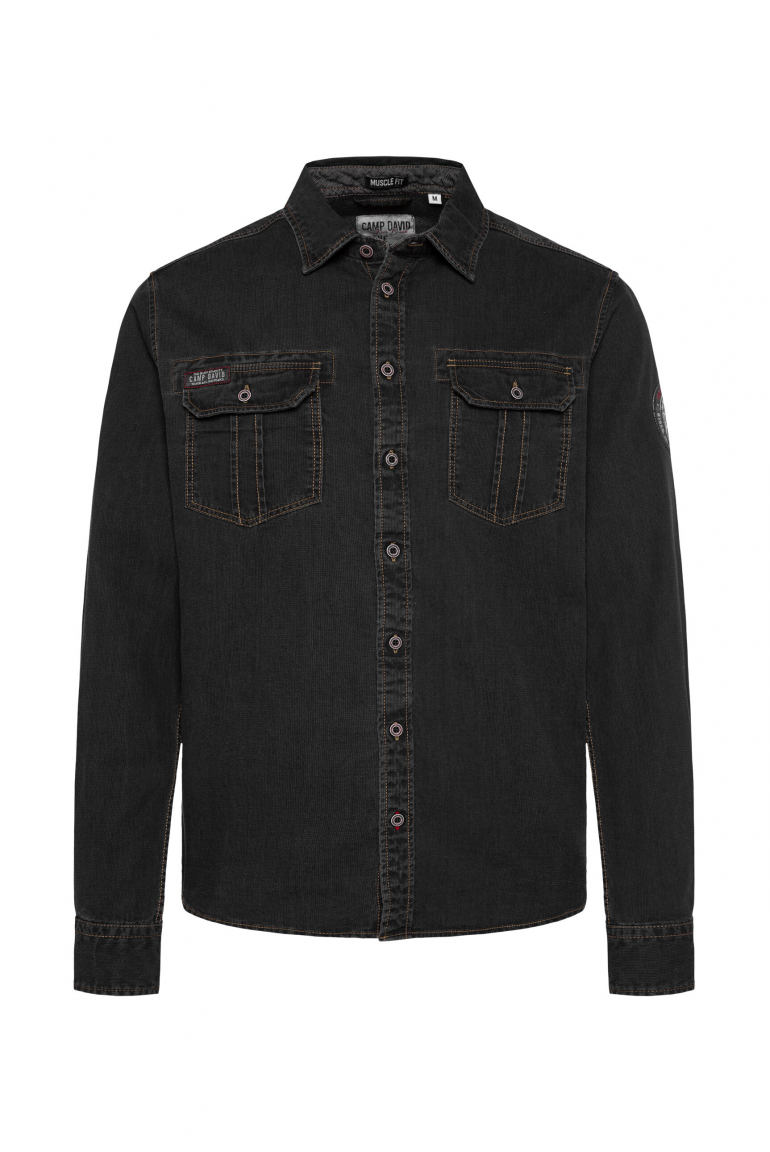 CAMP DAVID Džinova košile  klopovými kapsami - anthra, Černý 
CAMP DAVID Džinova košile  klopovými kapsami - anthra, Černý