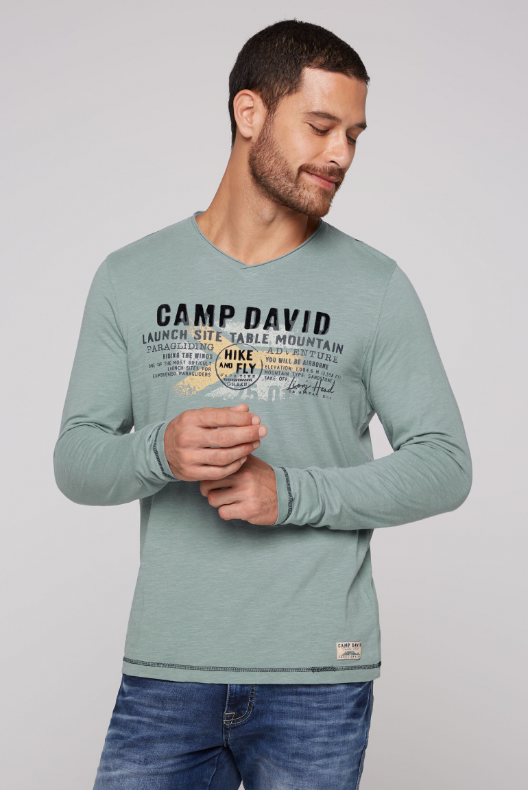 CAMP DAVID Tričko s dlouhým rukavem a semišovým potiskem - teal, Modrozelená
CAMP DAVID Tričko s dlouhým rukavem a semišovým potiskem - teal, Modrozelená