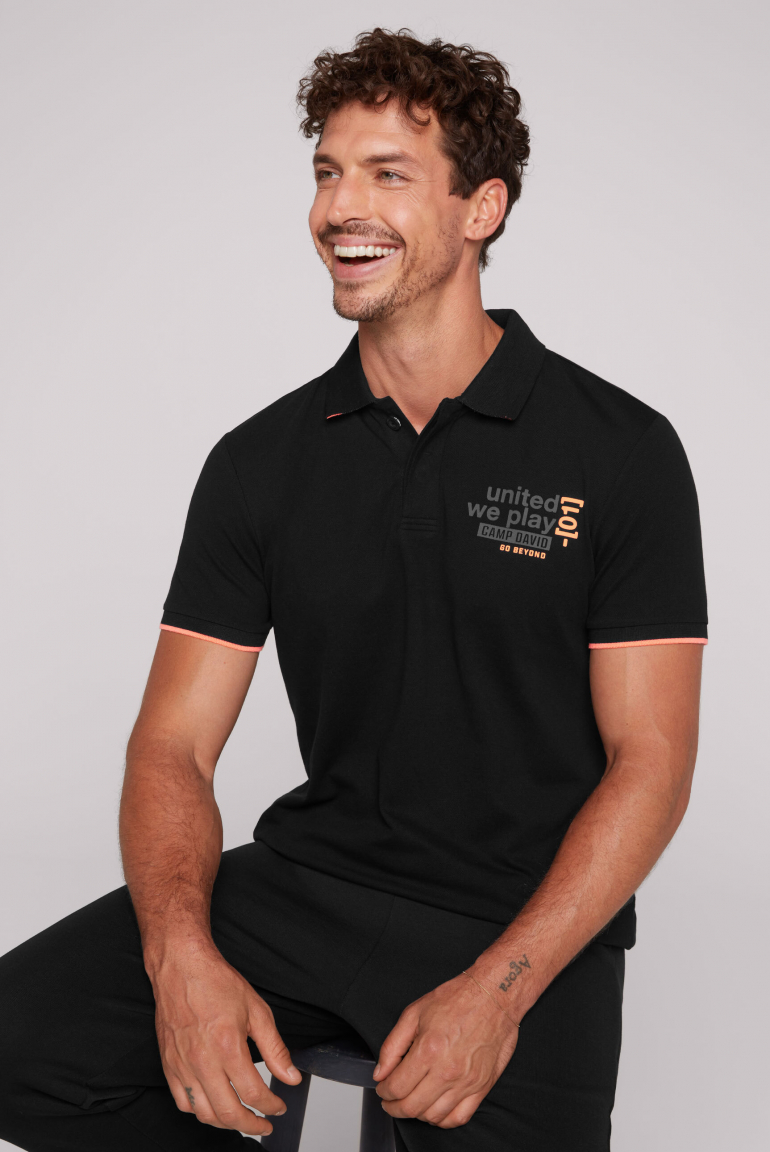 CAMP DAVID Polo tričko z pike s potisky a barevnými detaily - black, Černá
CAMP DAVID Polo tričko z pike s potisky a barevnými detaily - black, Černá