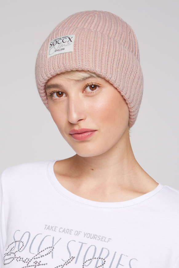 

SOCCX Čepice z žebrovaneho upletu se značkovou našivkou - rose blush | none, Ruměnec růže