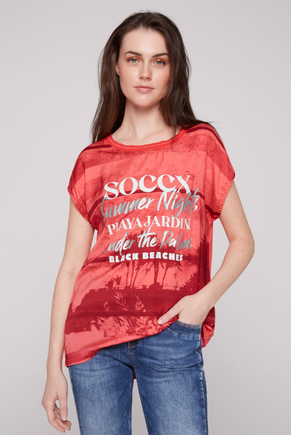 

SOCCX Halenkove tričko  potištěnou předni stranou - red coral, Červený