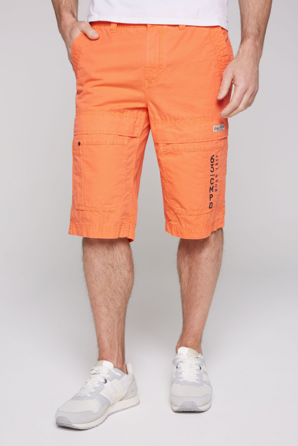 

CAMP DAVID Cargo šortky  potisky značky - sunshine orange, Oranžový