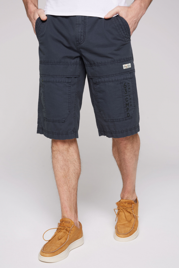 

CAMP DAVID Cargo šortky s potisky značky - concrete blue, Modrý