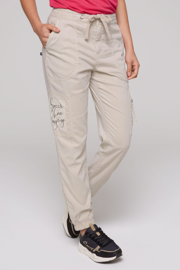 

SOCCX Cargo kalhoty  tištěným artworkem - stone beige, Kámen béžový