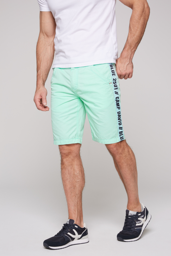 

CAMP DAVID Chino šortky s bočnimi pasky - sun aqua, Modrý