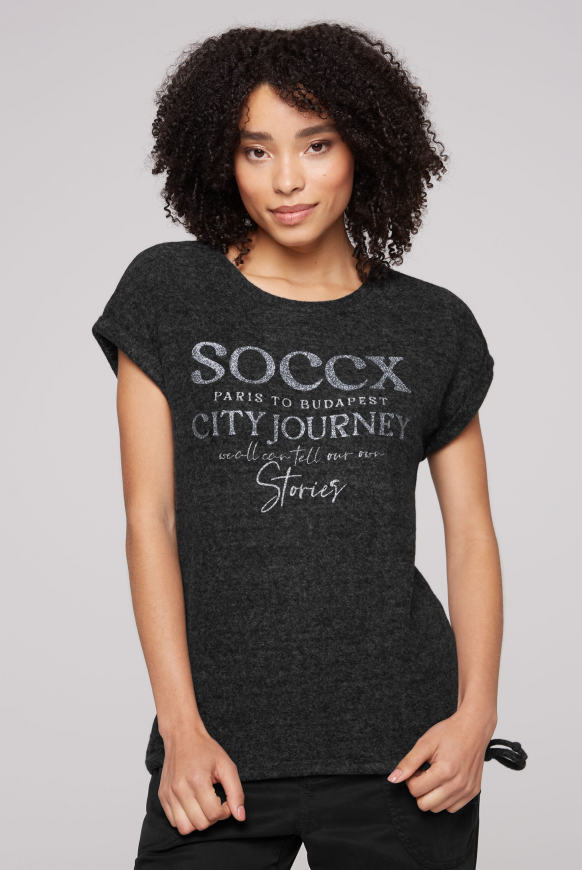 

SOCCX Flaušove tričko s glitrovým logem - black, Černá