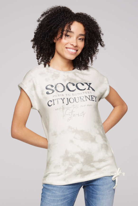 

SOCCX Flaušove tričko s glitrovým logem - ivory, Bílý