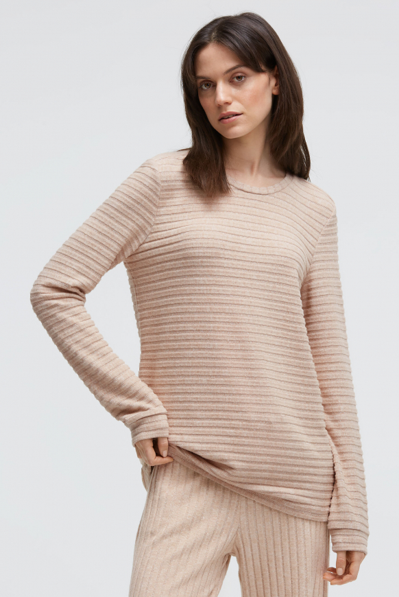 Flaušový pletený svetr s žebrovanou strukturou a elastickým lemem