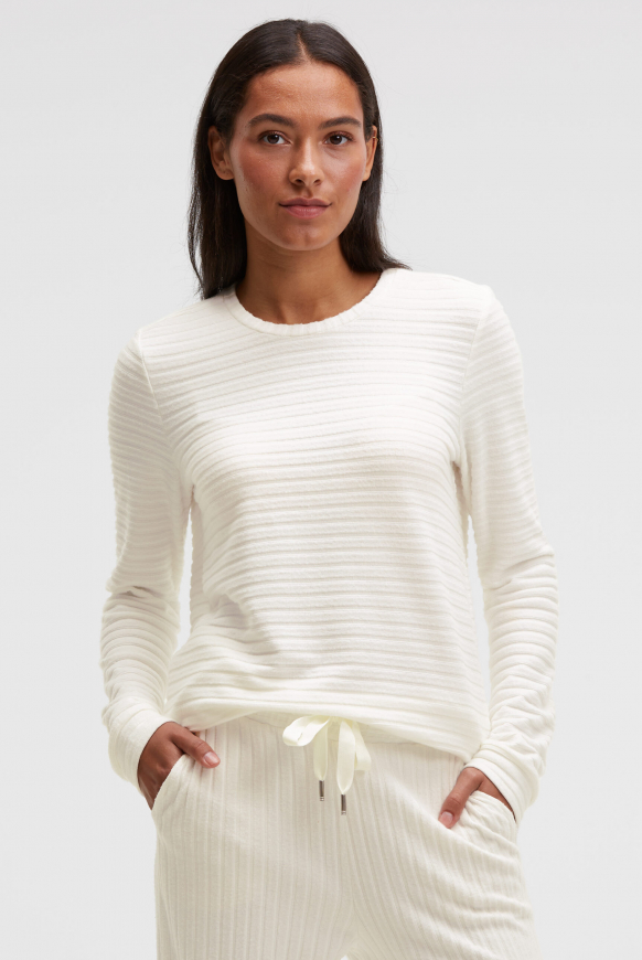 Flaušový pletený svetr s žebrovanou strukturou a elastickým lemem