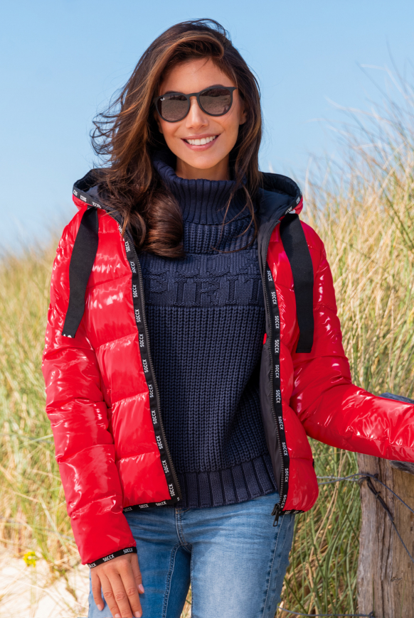 

SOCCX Leskla prošivana vesta se sametovým vzhledem - clear red, Červený