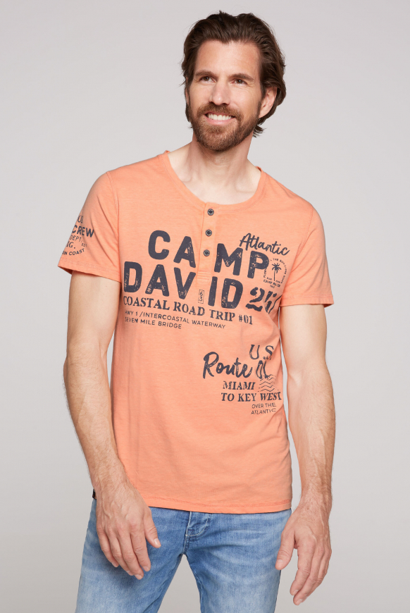 

CAMP DAVID Henley tričko  potisky loga - sunshine orange, Sluníčko oranžová