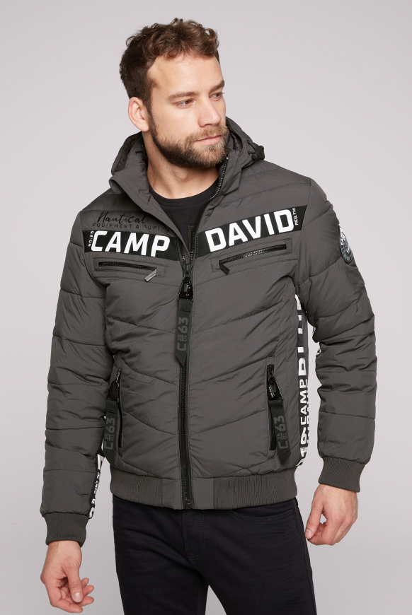 

CAMP DAVID Bunda s kapuci a designem loga - dark anthra