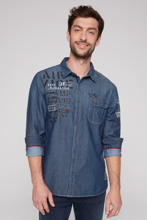 

CAMP DAVID Jacquard-Hemd Indigo mit Artworks - indigo