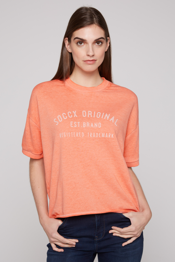 

SOCCX Mikina s kratkými rukavy a retro logem - peach pearl, Broskvová perla