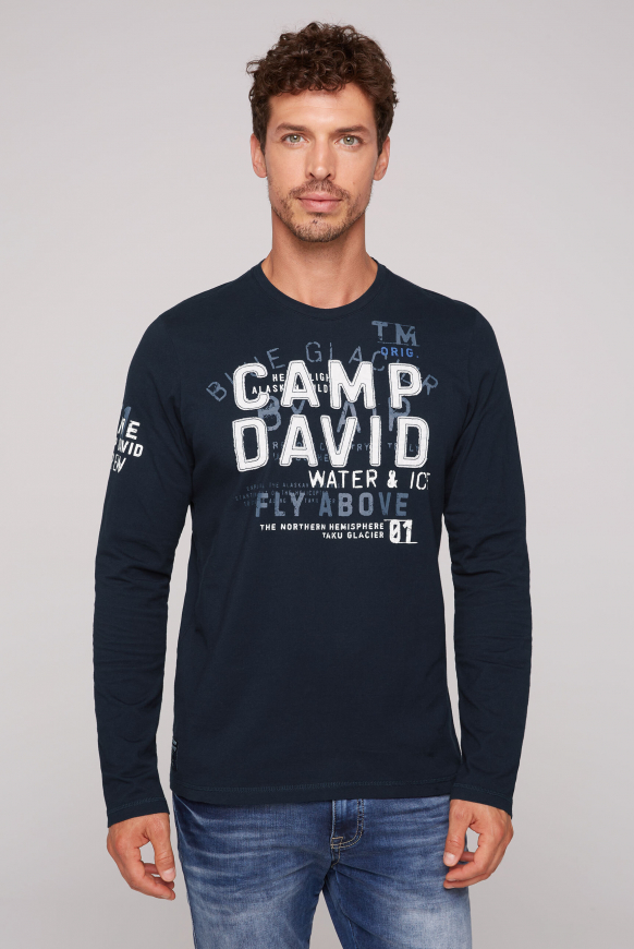 

CAMP DAVID Tričko s dlouhým rukavem s aplikacemi značky - blue navy, Modré námořnictvo