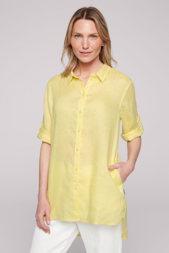 

SOCCX Lněna halenka  artworkem na zadech - faded yellow, Vybledlé žluté