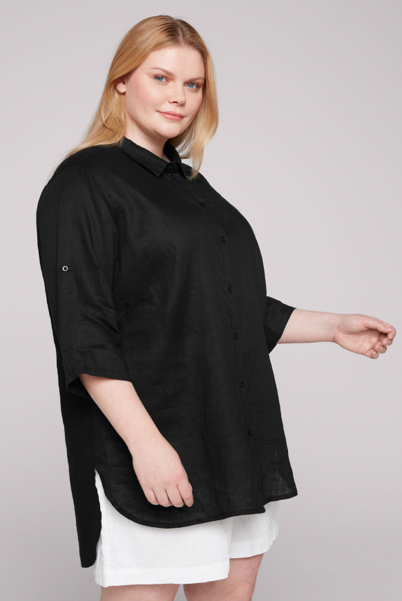 

SOCCX Lněna halenka  artworkem na zadech - black, Černý