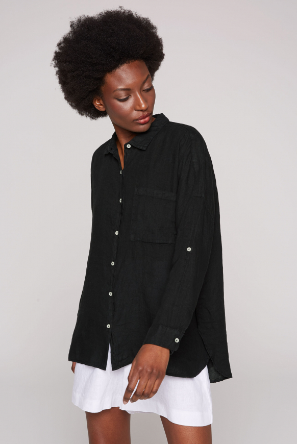 

SOCCX Oversized lněna halenka - black, Černá