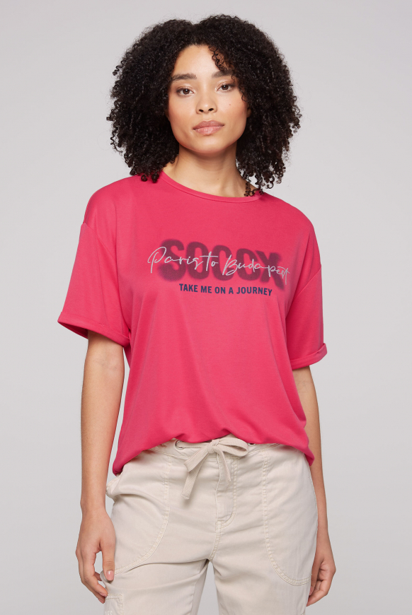 

SOCCX Oversized tričko s artworkem loga - pinky red, Růžově červená