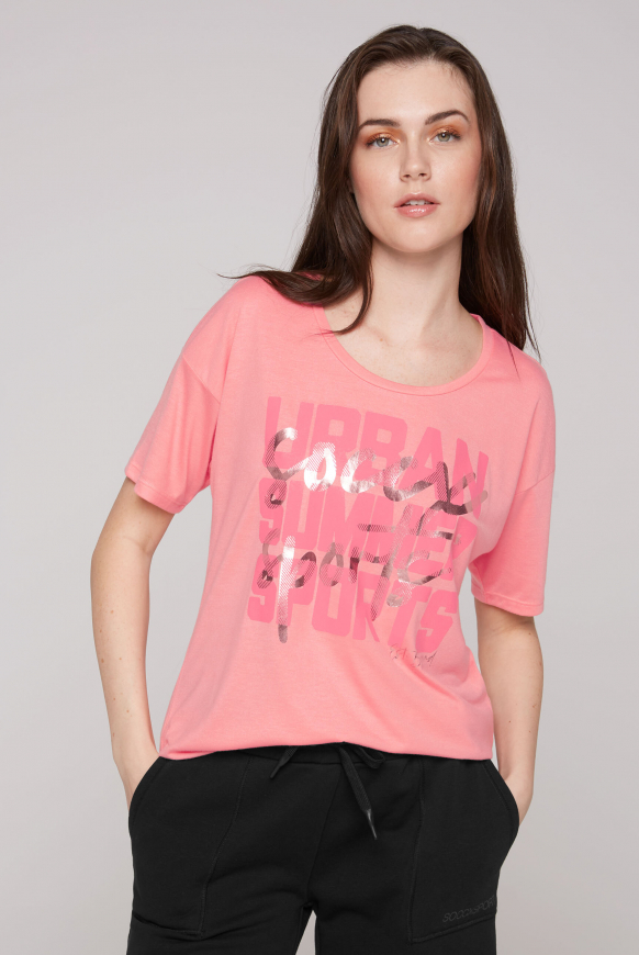 

SOCCX Oversized tričko s tištěnými artworky - peachy rose, Růžový