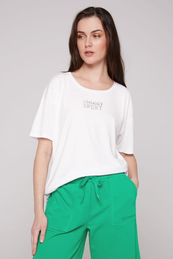 

SOCCX Oversized tričko  tištěnými artworky - opticwhite, Bílý
