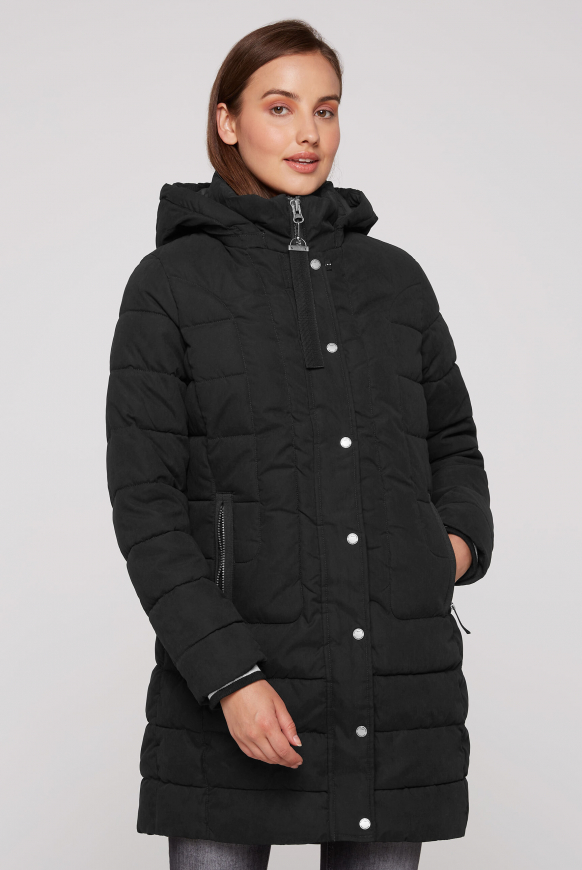 

SOCCX Sametově hebka parka  odnimatelnou kapuci - black, Černá
