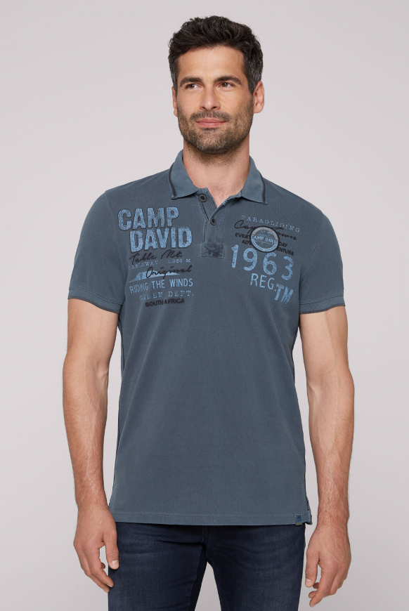 

CAMP DAVID Polo tričko z pike s aplikacemi loga - blue navy, Modrý