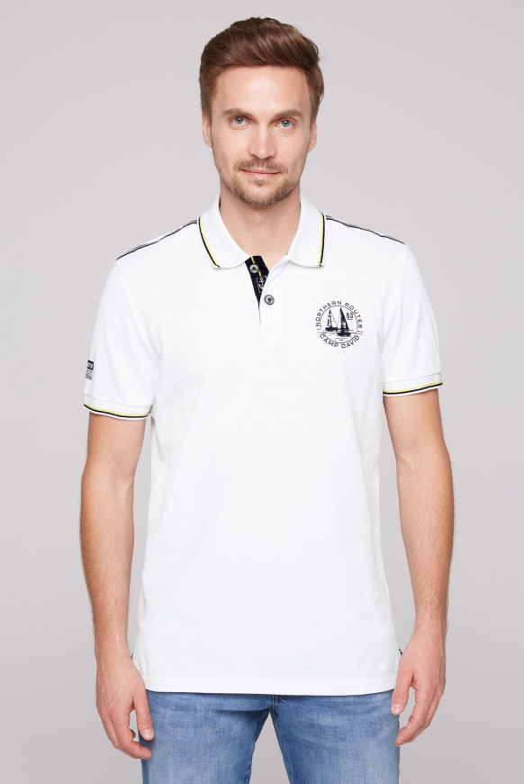 

CAMP DAVID Polo tričko z pike  efekty pasků - opticwhite, Optická bílá