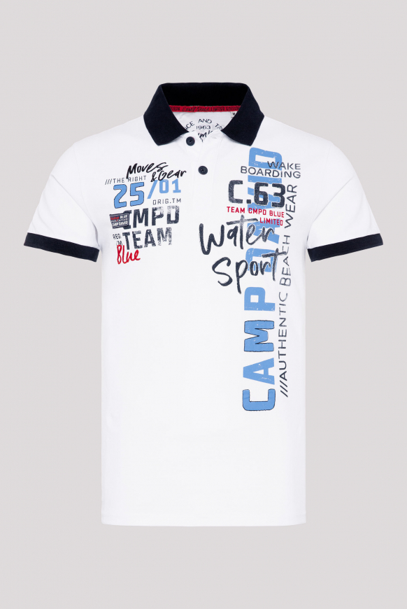 

CAMP DAVID Polo tričko z pike s artworky loga - opticwhite, Optická bílá
