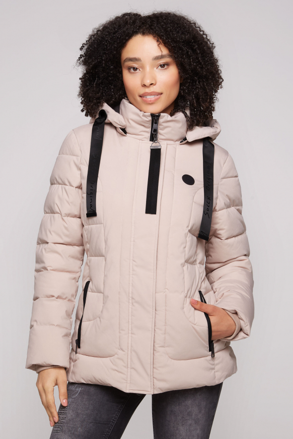 

SOCCX Prošivana bunda  odnimatelnou kapuci - light beige, Světle béžová