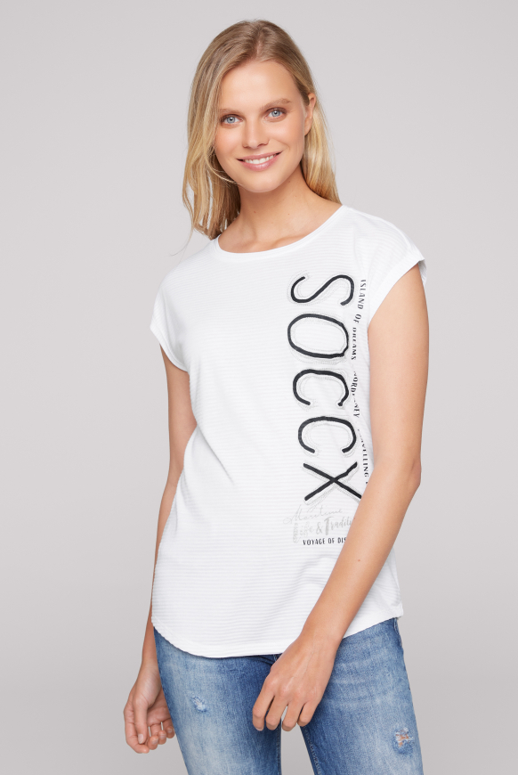 

SOCCX Košile bez rukavů s logem a žakarovými pruhy - opticwhite, Bílý