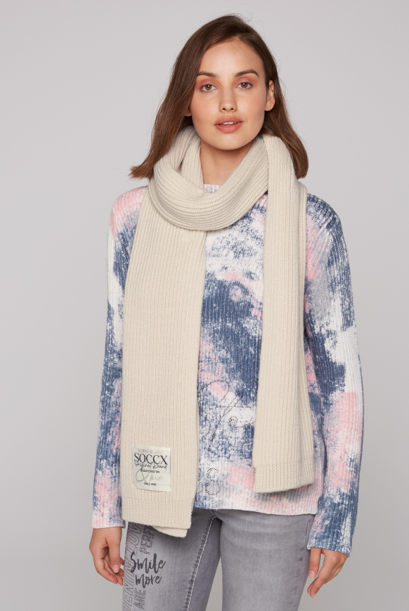 

SOCCX Šala z žebrovaneho upletu se značkovou našivkou - faded beige | none