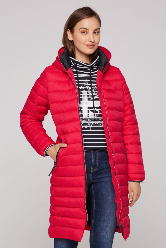 

SOCCX Prošivana parka  kapuci a potiskem na zadech - clear red, Červený