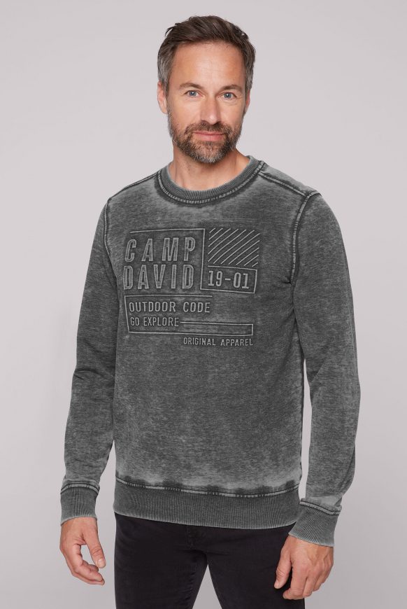 

CAMP DAVID Mikina  reliefnim potiskem - black, Černá