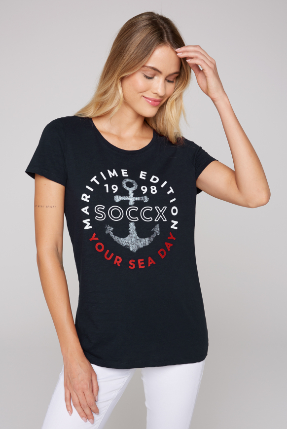 

SOCCX tričko s potiskem kotvy - blue navy, Modré námořnictvo