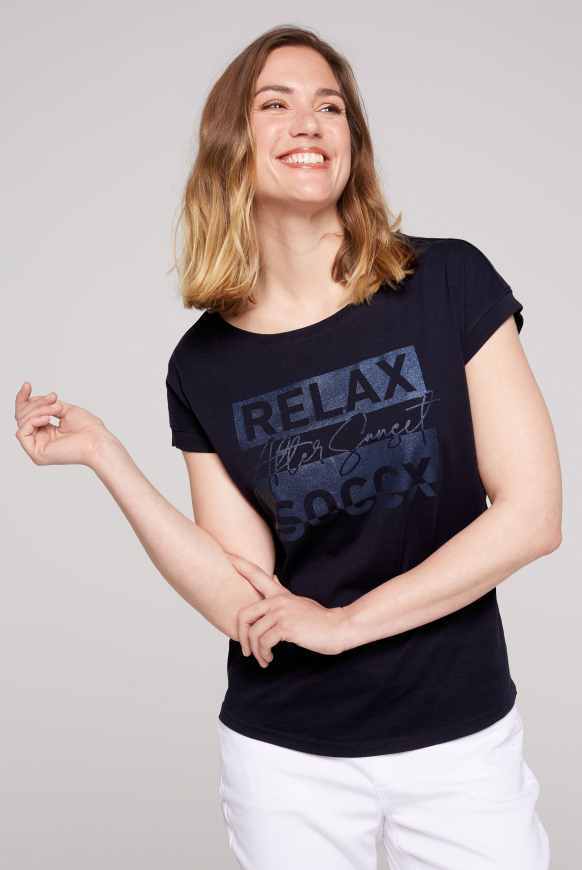 

SOCCX Tričko s glitrovým potiskem - blue navy, Modré námořnictvo