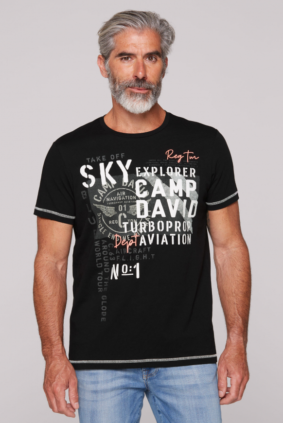 

CAMP DAVID Tričko s artworkem s 3D potiskem - black, Černá