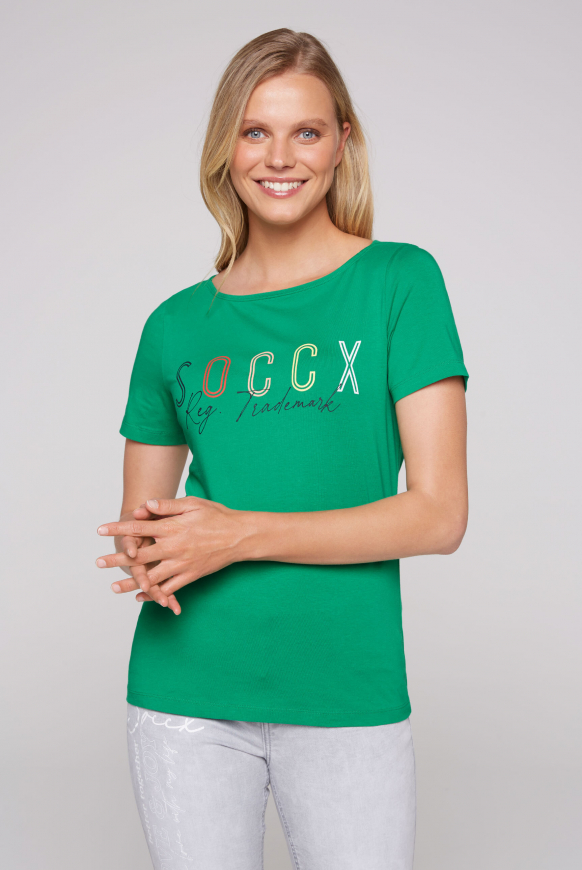 

SOCCX Tričko s lodičkovým výstřihem - active green, Zelený