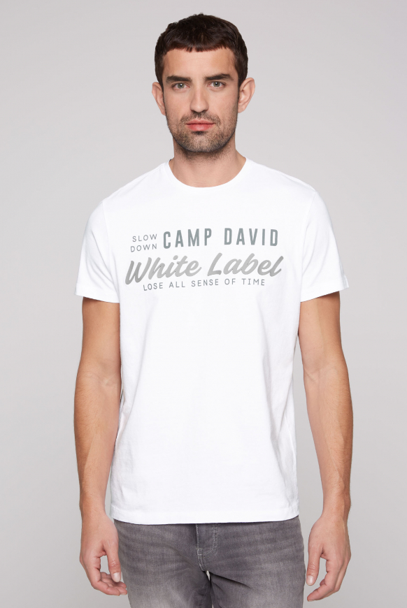 

CAMP DAVID Tričko  tištěným napisem - opticwhite, Optická bílá