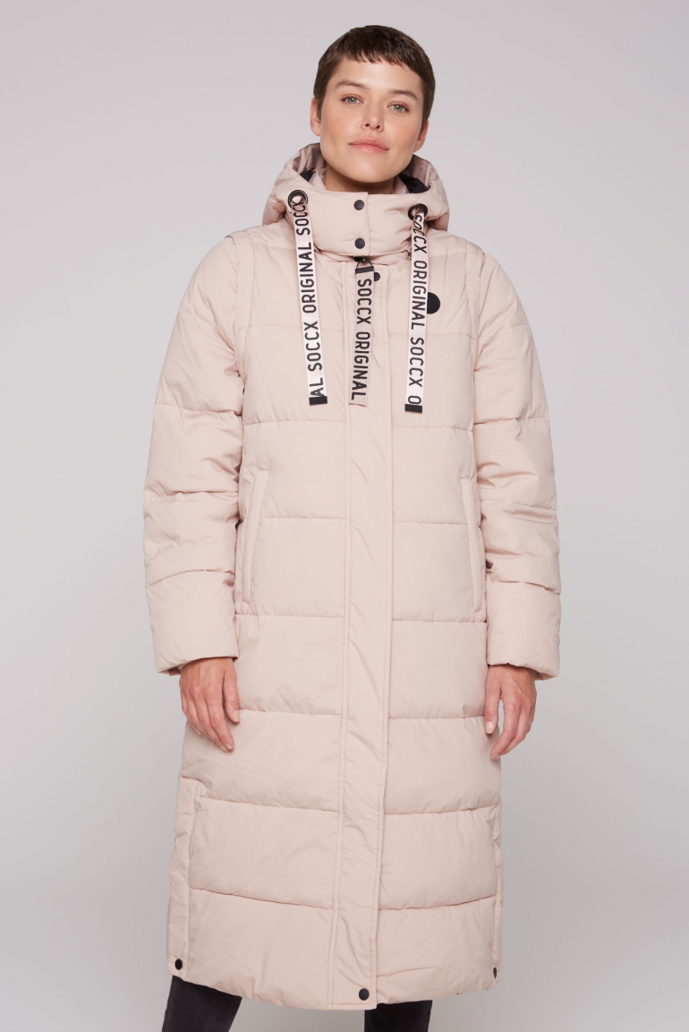 

SOCCX Prošivaný kabat a vesta 2 v 1 - light beige, Hnědý