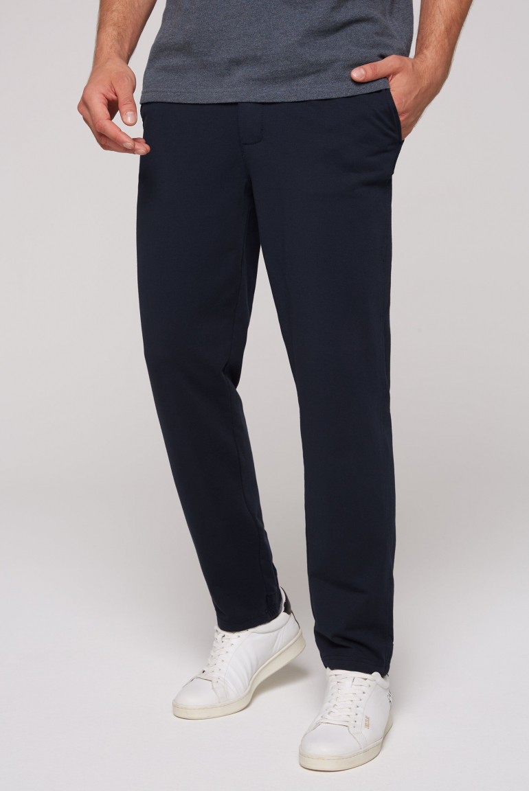 

CAMP DAVID Chino kalhoty s teplakovými detaily - blue navy, Modrý