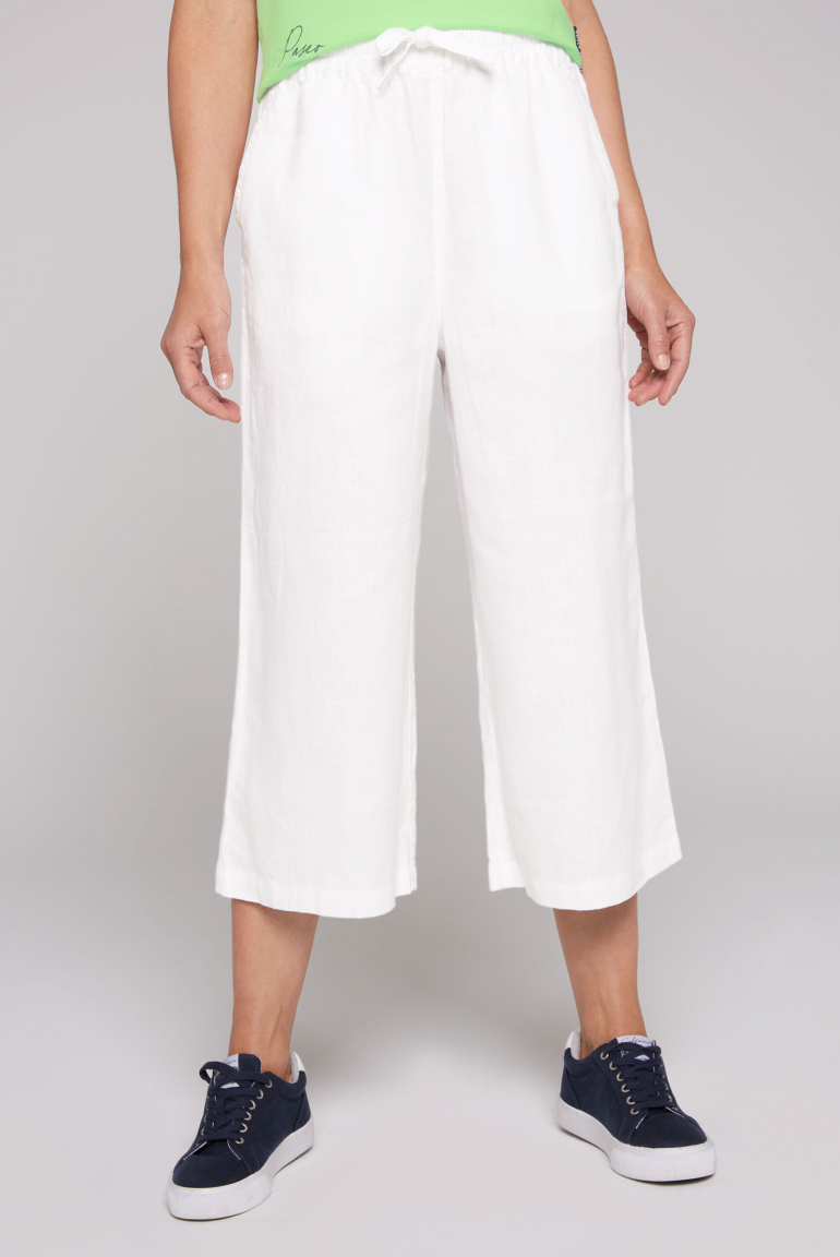 Lněné culottes s elastickým pasem 