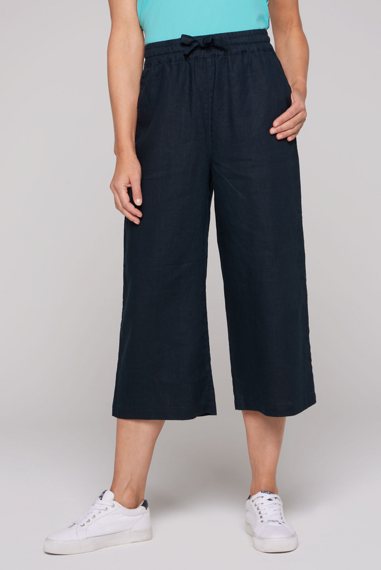 Lněné culottes s elastickým pasem 