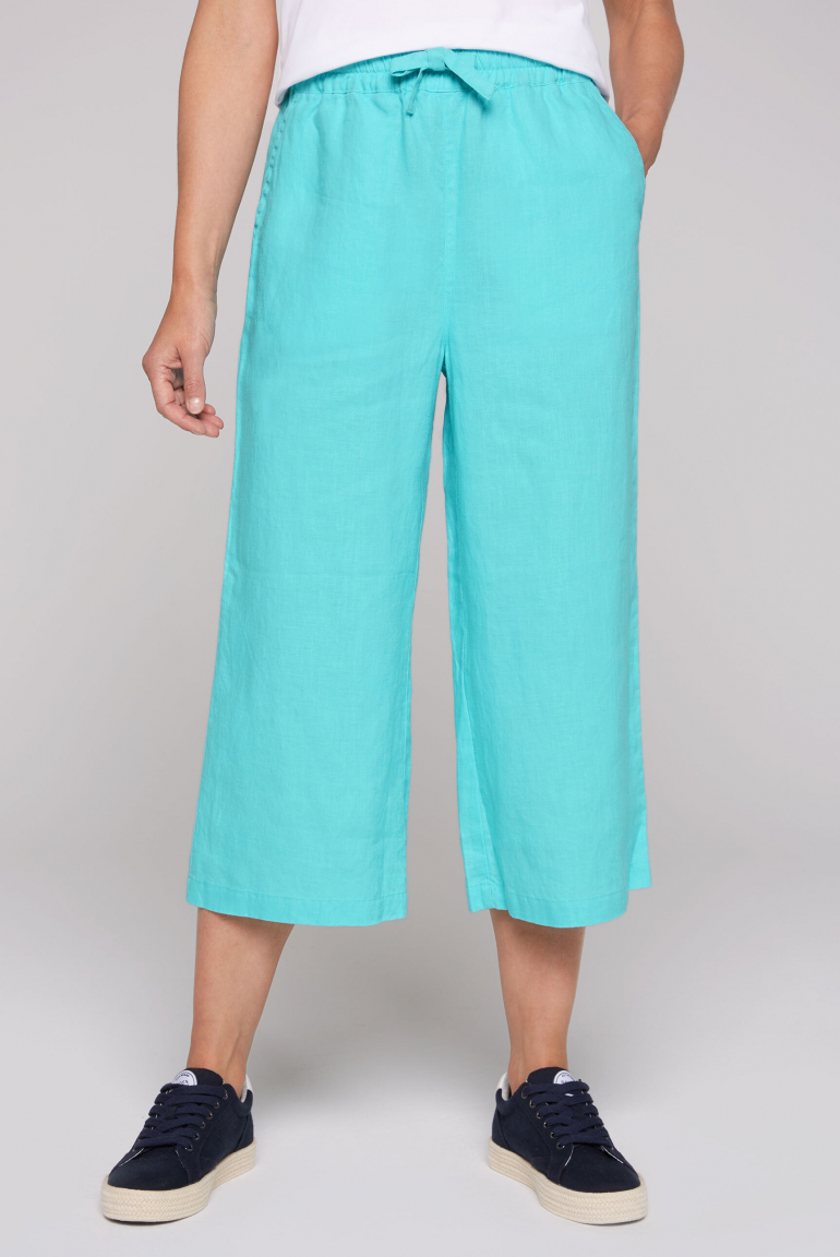 Lněné culottes s elastickým pasem 