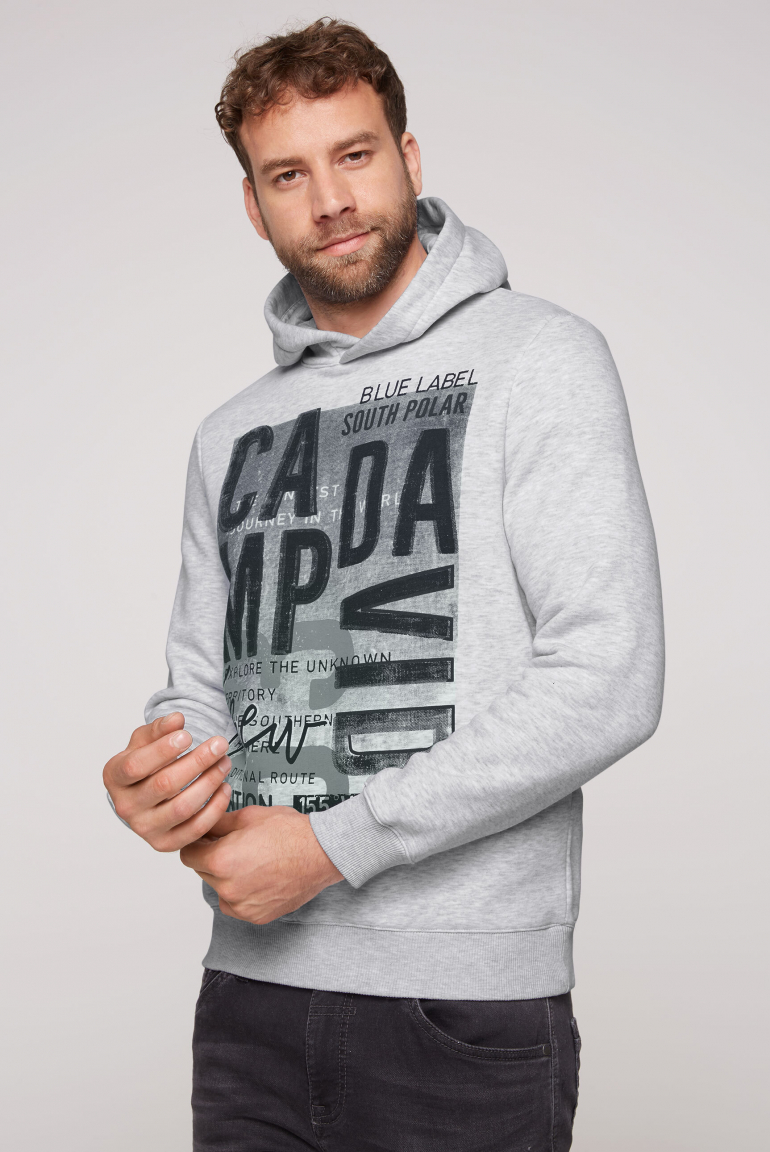 

CAMP DAVID Mikina s kapuci a artworkem loga - light grey melange