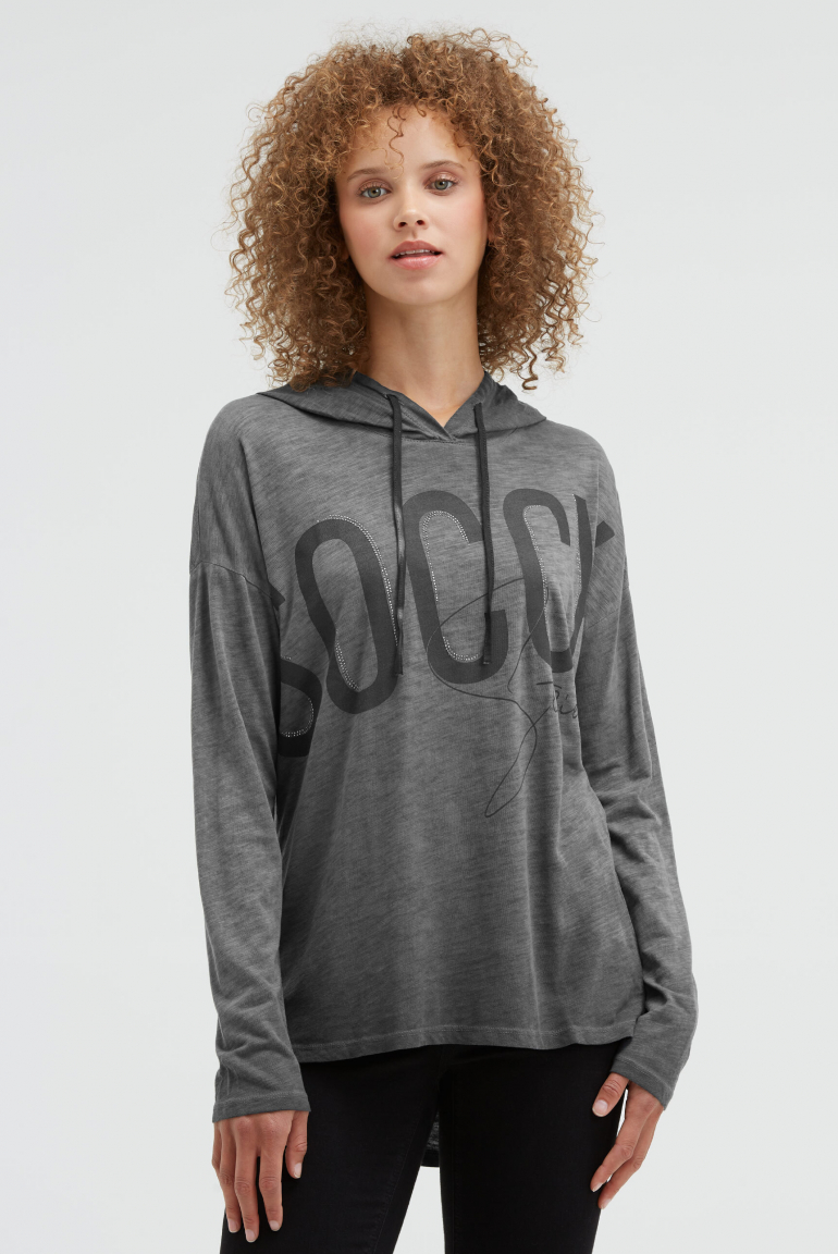 Tričko s dlouhým rukávem, kapucí a artworkem loga 