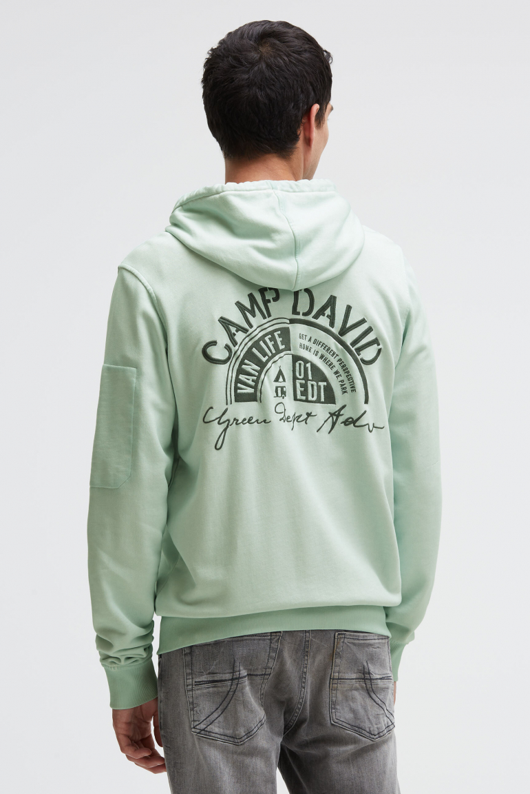 Mikina s kapucí barvená olejem s artworkem na zádech